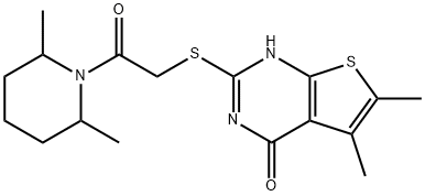 Piperidine, 1-[[(1,4-dihydro-5,6-dimethyl-4-oxothieno[2,3-d]pyrimidin-2-yl)thio]acetyl]-2,6-dimethyl- (9CI) 结构式
