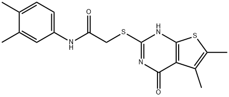 Acetamide, 2-[(1,4-dihydro-5,6-dimethyl-4-oxothieno[2,3-d]pyrimidin-2-yl)thio]-N-(3,4-dimethylphenyl)- (9CI) 结构式