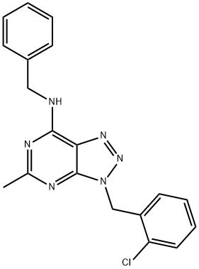 3H-1,2,3-Triazolo[4,5-d]pyrimidin-7-amine, 3-[(2-chlorophenyl)methyl]-5-methyl-N-(phenylmethyl)- (9CI) 结构式