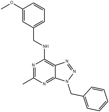 3H-1,2,3-Triazolo[4,5-d]pyrimidin-7-amine, N-[(3-methoxyphenyl)methyl]-5-methyl-3-(phenylmethyl)- (9CI) 结构式