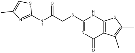 Acetamide, 2-[(1,4-dihydro-5,6-dimethyl-4-oxothieno[2,3-d]pyrimidin-2-yl)thio]-N-(4-methyl-2-thiazolyl)- (9CI) 结构式