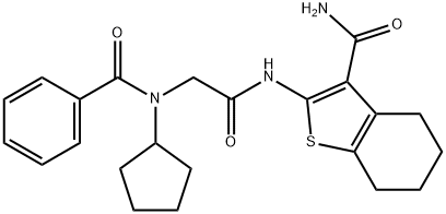 Benzo[b]thiophene-3-carboxamide, 2-[[(benzoylcyclopentylamino)acetyl]amino]-4,5,6,7-tetrahydro- (9CI) 结构式