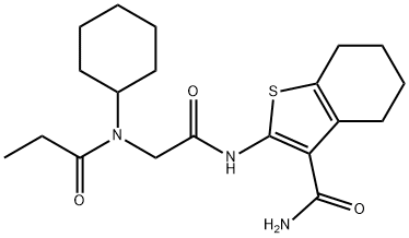 Benzo[b]thiophene-3-carboxamide, 2-[[[cyclohexyl(1-oxopropyl)amino]acetyl]amino]-4,5,6,7-tetrahydro- (9CI) 结构式