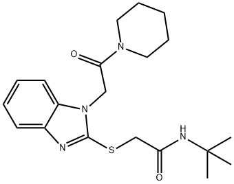 Acetamide, N-(1,1-dimethylethyl)-2-[[1-[2-oxo-2-(1-piperidinyl)ethyl]-1H-benzimidazol-2-yl]thio]- (9CI) 结构式