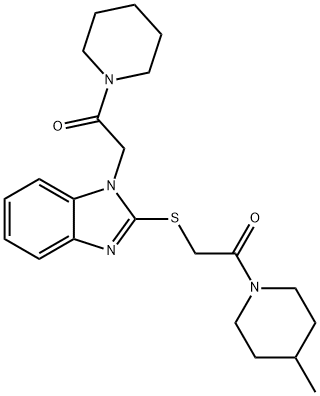 Piperidine, 4-methyl-1-[[[1-[2-oxo-2-(1-piperidinyl)ethyl]-1H-benzimidazol-2-yl]thio]acetyl]- (9CI) 结构式