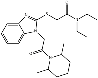 Acetamide, 2-[[1-[2-(2,6-dimethyl-1-piperidinyl)-2-oxoethyl]-1H-benzimidazol-2-yl]thio]-N,N-diethyl- (9CI) 结构式