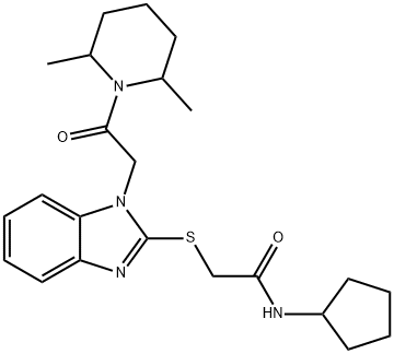 Acetamide, N-cyclopentyl-2-[[1-[2-(2,6-dimethyl-1-piperidinyl)-2-oxoethyl]-1H-benzimidazol-2-yl]thio]- (9CI) 结构式