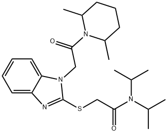 Acetamide, 2-[[1-[2-(2,6-dimethyl-1-piperidinyl)-2-oxoethyl]-1H-benzimidazol-2-yl]thio]-N,N-bis(1-methylethyl)- (9CI) 结构式