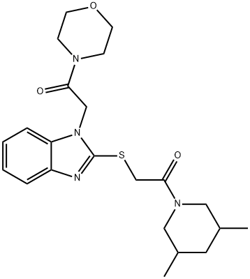 Morpholine, 4-[[2-[[2-(3,5-dimethyl-1-piperidinyl)-2-oxoethyl]thio]-1H-benzimidazol-1-yl]acetyl]- (9CI) 结构式