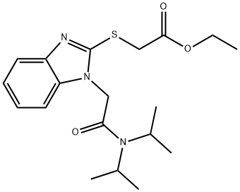 Acetic acid, [[1-[2-[bis(1-methylethyl)amino]-2-oxoethyl]-1H-benzimidazol-2-yl]thio]-, ethyl ester (9CI) 结构式