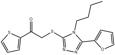 Ethanone, 2-[[4-butyl-5-(2-furanyl)-4H-1,2,4-triazol-3-yl]thio]-1-(2-thienyl)- (9CI) 结构式