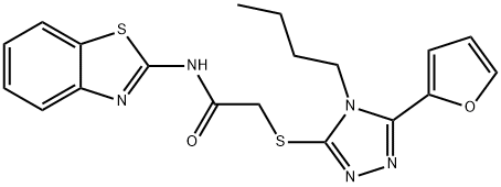 Acetamide, N-2-benzothiazolyl-2-[[4-butyl-5-(2-furanyl)-4H-1,2,4-triazol-3-yl]thio]- (9CI) 结构式
