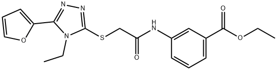 Benzoic acid, 3-[[[[4-ethyl-5-(2-furanyl)-4H-1,2,4-triazol-3-yl]thio]acetyl]amino]-, ethyl ester (9CI) 结构式