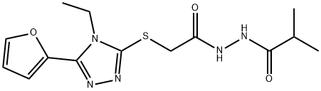 Propanoic acid, 2-methyl-, 2-[[[4-ethyl-5-(2-furanyl)-4H-1,2,4-triazol-3-yl]thio]acetyl]hydrazide (9CI) 结构式