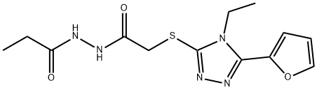 Propanoic acid, 2-[[[4-ethyl-5-(2-furanyl)-4H-1,2,4-triazol-3-yl]thio]acetyl]hydrazide (9CI) 结构式