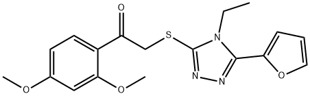 Ethanone, 1-(2,4-dimethoxyphenyl)-2-[[4-ethyl-5-(2-furanyl)-4H-1,2,4-triazol-3-yl]thio]- (9CI) 结构式