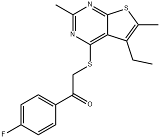 Ethanone, 2-[(5-ethyl-2,6-dimethylthieno[2,3-d]pyrimidin-4-yl)thio]-1-(4-fluorophenyl)- (9CI) 结构式