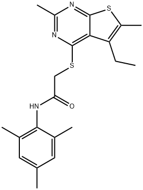 Acetamide, 2-[(5-ethyl-2,6-dimethylthieno[2,3-d]pyrimidin-4-yl)thio]-N-(2,4,6-trimethylphenyl)- (9CI) 结构式