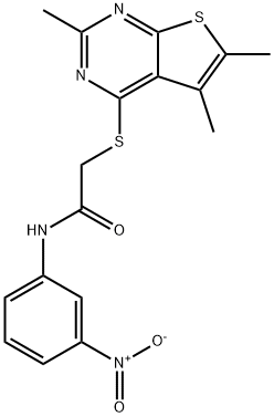 Acetamide, N-(3-nitrophenyl)-2-[(2,5,6-trimethylthieno[2,3-d]pyrimidin-4-yl)thio]- (9CI) 结构式