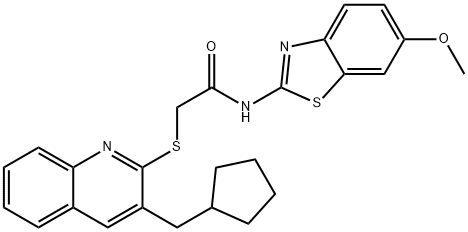Acetamide, 2-[[3-(cyclopentylmethyl)-2-quinolinyl]thio]-N-(6-methoxy-2-benzothiazolyl)- (9CI) 结构式