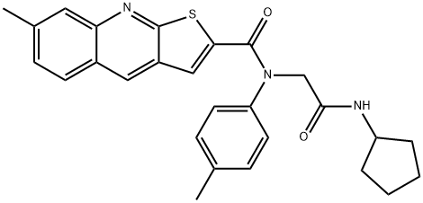 Thieno[2,3-b]quinoline-2-carboxamide, N-[2-(cyclopentylamino)-2-oxoethyl]-7-methyl-N-(4-methylphenyl)- (9CI) 结构式