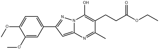 Pyrazolo[1,5-a]pyrimidine-6-propanoic acid, 2-(3,4-dimethoxyphenyl)-7-hydroxy-5-methyl-, ethyl ester (9CI) 结构式