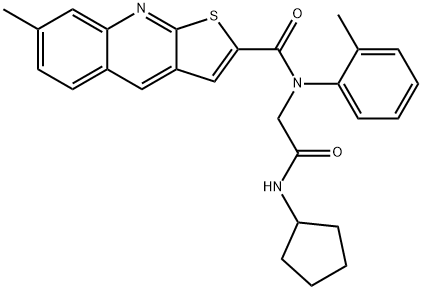 Thieno[2,3-b]quinoline-2-carboxamide, N-[2-(cyclopentylamino)-2-oxoethyl]-7-methyl-N-(2-methylphenyl)- (9CI) 结构式