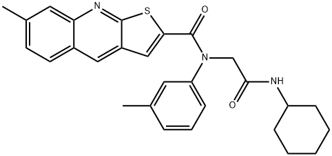 Thieno[2,3-b]quinoline-2-carboxamide, N-[2-(cyclohexylamino)-2-oxoethyl]-7-methyl-N-(3-methylphenyl)- (9CI) 结构式
