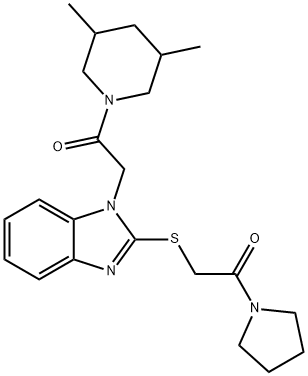 Piperidine, 3,5-dimethyl-1-[[2-[[2-oxo-2-(1-pyrrolidinyl)ethyl]thio]-1H-benzimidazol-1-yl]acetyl]- (9CI) 结构式