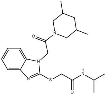 Acetamide, 2-[[1-[2-(3,5-dimethyl-1-piperidinyl)-2-oxoethyl]-1H-benzimidazol-2-yl]thio]-N-(1-methylethyl)- (9CI) 结构式