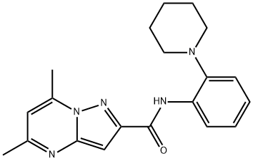 Pyrazolo[1,5-a]pyrimidine-2-carboxamide, 5,7-dimethyl-N-[2-(1-piperidinyl)phenyl]- (9CI) 结构式