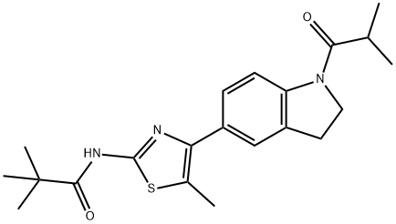 Propanamide, N-[4-[2,3-dihydro-1-(2-methyl-1-oxopropyl)-1H-indol-5-yl]-5-methyl-2-thiazolyl]-2,2-dimethyl- (9CI) 结构式