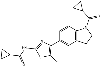 Cyclopropanecarboxamide, N-[4-[1-(cyclopropylcarbonyl)-2,3-dihydro-1H-indol-5-yl]-5-methyl-2-thiazolyl]- (9CI) 结构式