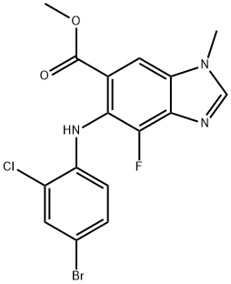 5-((4-溴-2-氯苯基)氨基)-4-氟-1-甲基-1H-苯并[D]咪唑-6-羧酸甲酯 结构式