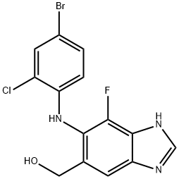 6-[(4-溴-2-氯苯基)氨基]-7-氟-1H-苯并咪唑-5-甲醇 结构式