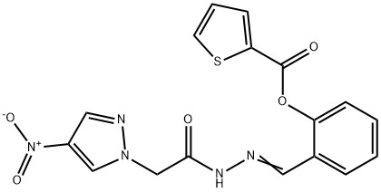 1H-Pyrazole-1-aceticacid,4-nitro-,[[2-[(2-thienylcarbonyl)oxy]phenyl]methylene]hydrazide(9CI) 结构式
