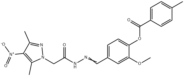 1H-Pyrazole-1-aceticacid,3,5-dimethyl-4-nitro-,[[3-methoxy-4-[(4-methylbenzoyl)oxy]phenyl]methylene]hydrazide(9CI) 结构式