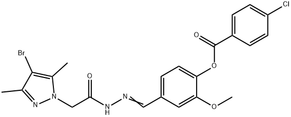 1H-Pyrazole-1-aceticacid,4-bromo-3,5-dimethyl-,[[4-[(4-chlorobenzoyl)oxy]-3-methoxyphenyl]methylene]hydrazide(9CI) 结构式