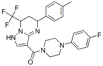 [4-(4-fluorophenyl)piperazin-1-yl]-[4-(4-methylphenyl)-2-(trifluoromethyl)-1,5,9-triazabicyclo[4.3.0]nona-5,7-dien-7-yl]methanone 结构式