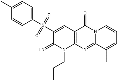 2-imino-10-methyl-3-[(4-methylphenyl)sulfonyl]-1-propyl-1,2-dihydro-5H-dipyrido[1,2-a:2,3-d]pyrimidin-5-one 结构式