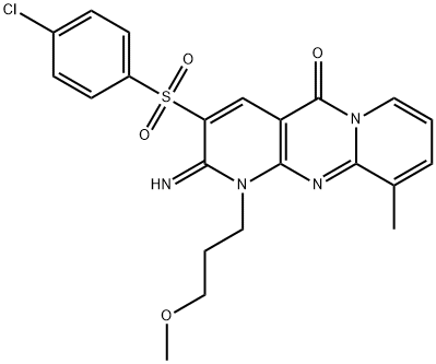 3-[(4-chlorophenyl)sulfonyl]-2-imino-1-(3-methoxypropyl)-10-methyl-1,2-dihydro-5H-dipyrido[1,2-a:2,3-d]pyrimidin-5-one 结构式