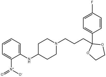 1-[3-[2-(4-fluorophenyl)-1,3-dioxolan-2-yl]propyl]-N-(2-nitrophenyl)piperidin-4-amine  结构式