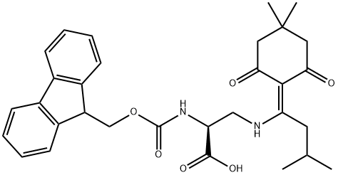 Fmoc-3-[[1-(4,4-二甲基-2,6-二氧代环己亚基)-3-甲基丁基]氨基]-L-丙氨酸 结构式