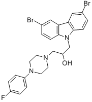 1-(3,6-DIBROMO-CARBAZOL-9-YL)-3-[4-(4-FLUORO-PHENYL)-PIPERAZIN-1-YL]-PROPAN-2-OL 结构式