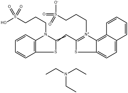 [1-(3-磺丙基)-2-[[3-(3-磺丙基)-2(3H)-苯并噻唑亚基]甲基]萘并[1,2-D]噻唑翁内盐与N,N-二乙基乙胺(1:1)]的化合物 结构式
