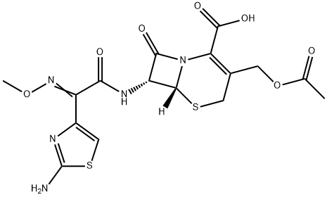(6R,7R)-3-(乙酰氧基甲基)-7-((Z)-2-(2-氨基噻唑-4-基)-2-(甲氧基氨亚基)乙酰氨基)-8-氧亚基-5-硫杂-1-氮杂二环[4.2.0]辛-2-烯-2-羧酸 结构式