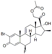 2-bromo-6beta-fluoro-17,21-dihydroxy-16beta-methylpregna-1,4,9(11)-triene-3,20-dione 21-acetate 结构式