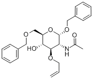 苄基2-乙酰氨基-3-O-烯丙基-6-O-苄基-2-脱氧-Α-D-吡喃葡萄糖苷 结构式