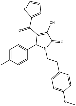 3-羟基-1-(4-甲氧基苯乙基)-4-(噻吩-2-羰基)-5-(对甲苯基)-1H-吡咯-2(5H)-酮 结构式