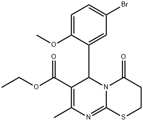 ethyl 6-(5-bromo-2-methoxyphenyl)-8-methyl-4-oxo-3,4-dihydro-2H,6H-pyrimido[2,1-b][1,3]thiazine-7-carboxylate 结构式